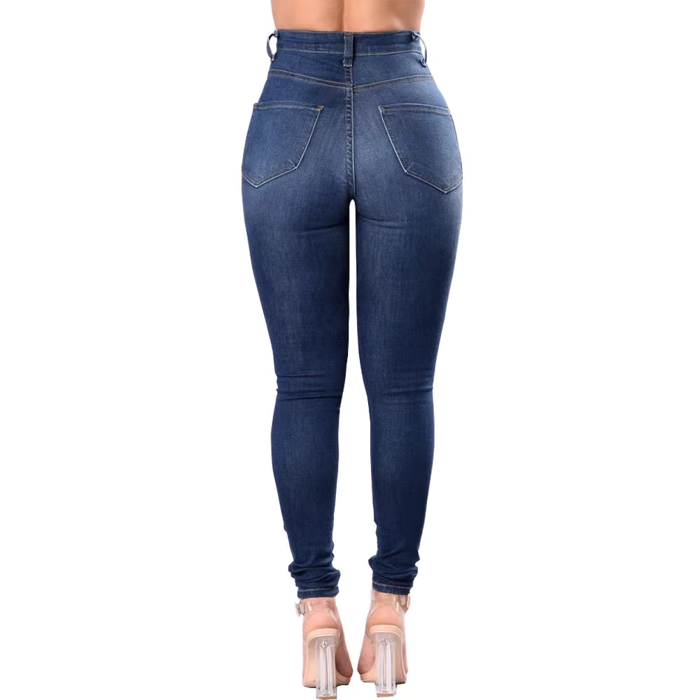 High Waist Distressed Skinny Jeans with Ripped Design for women